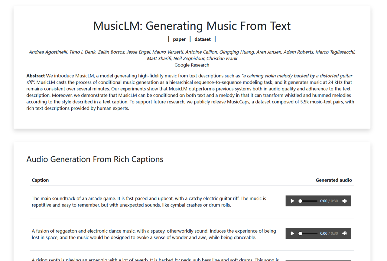 MusicLM 预览