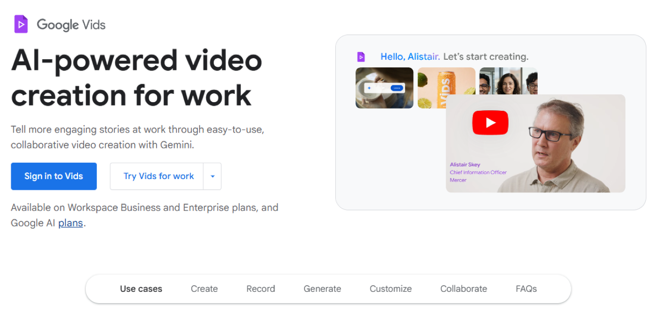 Google Vids 预览